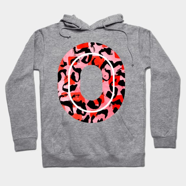 Abstract Letter O Watercolour Leopard Print Alphabet Red Hoodie by Squeeb Creative